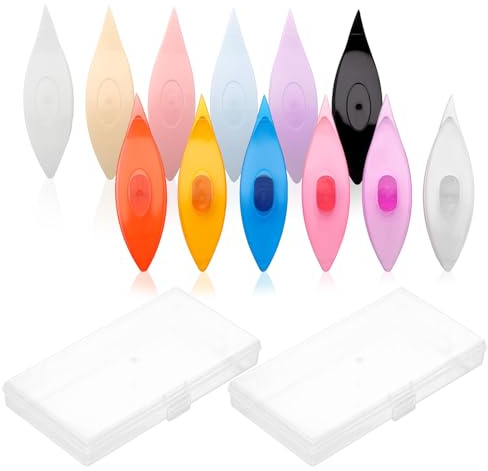 Guniata 12 Stück Occhi Schiffchen Kunststoff,Tragbare Tatting Shuttle Set mit Aufbewahrungsbox,für DIY Hand Spitze Herstellung Handstricken(A)