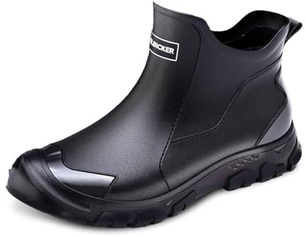 Uomini Moda Monocolore Basso Stivali Di Gomma All'aperto Impermeabile Per Le Escursioni Atmosfera Pioggia Scarpe Da All'aperto Scarpe Da Pioggia Abbigliamento Da Uomo Uso quotidiano, Nero , 47 EU