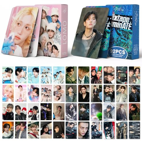 Stray-K Photocards,2 Pack/184 PCS Stray-K Lomo Cards SK New Album Postcards Card Set Lomo Birthday Gift for Boys Girls Fans - Each Box Contains 60 Cards and 32 Stickers