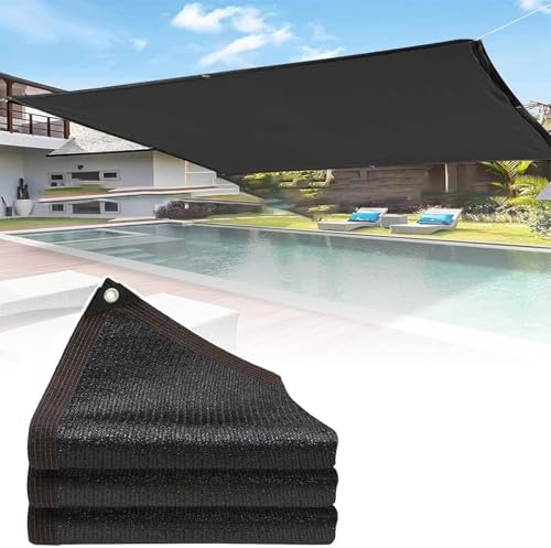 Black Shade Net with Eyelets for Awnings, 2x3m to 5x5m Sizes - Windproof Balcony Cladding, Sun Protection for Greenhouse & Outdoor Use, Durable & Versatile