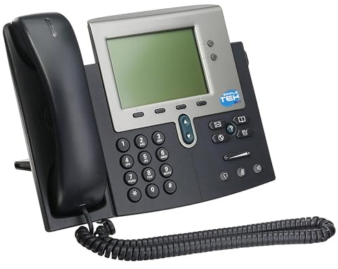 SIMPLETEK - Teléfono VoIP empresarial con alimentación PoE, base y auricular incluido - LCD en escala de grises, fuente de alimentación externa incluida (Reacondicionado