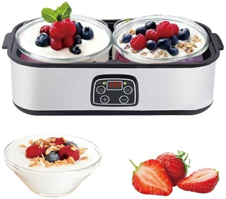 2L Automatic Yogurt Maker with 2 Big Jars Digital Yogurt Maker Machine Adjustable Temperature 48H Time Control for Fresh Homemade Yogurt Dessert, LED Display Multi-Function Electric Yogurt Machine