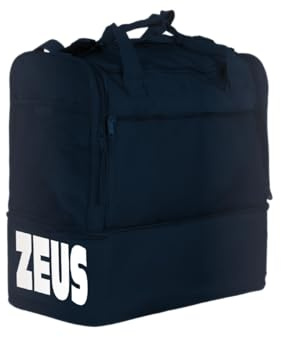 Borsa Maxi per Zeus Sport Spazioso Scomparto Principale Relax Allenamento Fitness Palestra Borsone Borse Borsoni Attrezzatura Sportiva Calcio Calcetto Fondo Rigido (Blu, H 52 x L 52 x P 36 cm)