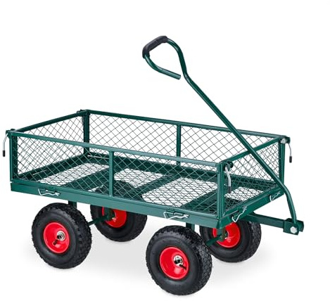 Handwagen Bollerwagen mit Luftbereifung, Klappbare Seitenteile, Ergonomischer Griff, Stabile Stahlkonstruktion, Transportwagen für Garten Einkaufen Festival, 200 kg Traglast, Flexibel & Vielseitig