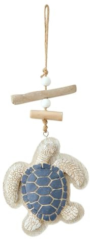 Adorno colgante de pared de tortuga náutica de madera con cuerda de cáñamo, tortuga rústica, arte de pared para baño, sala de estar, decoración fácil de colgar, decoración versátil para el hogar, idea