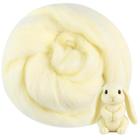 Quorumsg Lana Cardada, 100 g Natural Suave Lana de Fieltro, 100% Lanas de Oveja Uso en Seco y en Húmedo Lanas Fieltro, para Relleno de Vellón Tejer Manta Hilar Tejer DIY Artesanía
