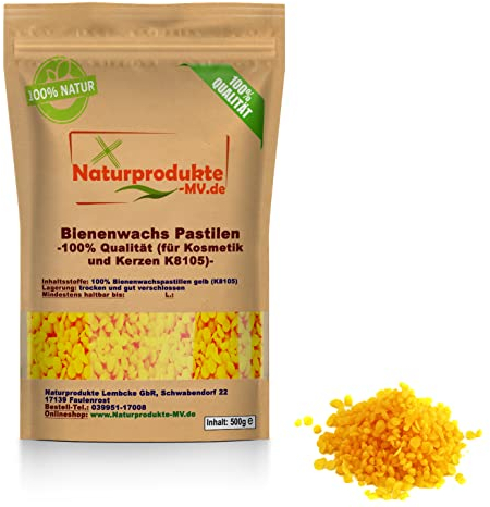 100% Bienenwachspastillen für Kosmetik und Kerzen K8105 (500g) Bienenwachs Pastillen