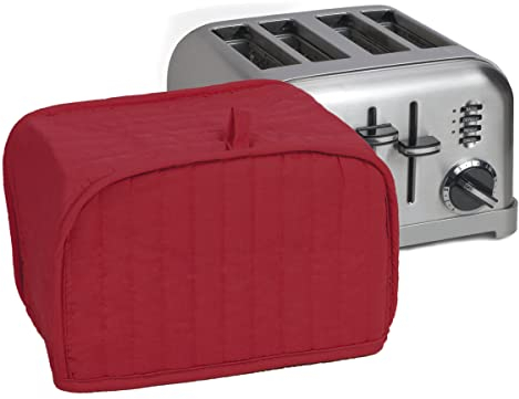 Ritz Premium Universal Four Slice Toaster Cover, 11.25 x 7.25 x 10.5, Polyester and Cotton Quilted, Fingerprint Protector, Super Soft Dust Cover, Paprika Red
