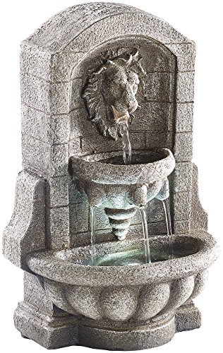 infactory Springbrunnen: Beleuchteter Zimmerbrunnen Löwenkopf mit LED und Pumpe (Luftbefeuchter Brunnen, Springbrunnen Zimmerbrunnen, Wasserfall)