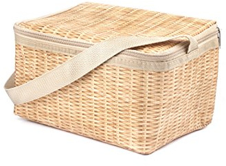 Kikkerland CU216 Wicker Lunch Box, Plastic, Brown, 22 x 14 x 12 cm