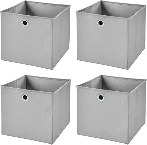 Stick&Shine 4X Aufbewahrungs Korb Hellgrau Faltbox 32 x 32 x 32 cm Regalkorb faltbar