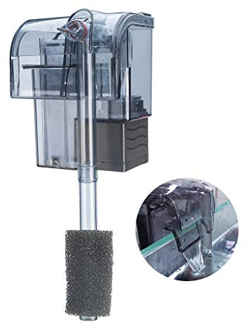 Boxtech Aquarium Hang On Filter - Power Waterfall Suspension Oxygen Pump - Submersible Hanging Activated Carbon Biochemical Wall Mounted Fish Tank Filtration Water (5-10 Gal)
