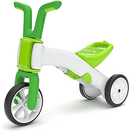 Chillafish Bunzi Laufrad und Dreirad, 2-in-1 Spielfahrzeug für 1-3-jährige, höhenverstellbares baby Dreirad und erstes Laufrad in einem, leise nicht markierende Räder - Lime/Weiss