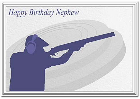 Shooting Birthday Cards for him - Best Unusual Unique Cool Special - Men Male (Nephew Birthday Card – Clay Pigeon Shooting)