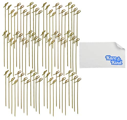 Kare & Kind 200 st bambu-cocktail-plektrum – 15 cm knutna spett – cocktails, förrätter, häst'oeuvre, Yakitori, grillning, spett kött, frukt och grönsaker – perfekt för picknick, fester och mer