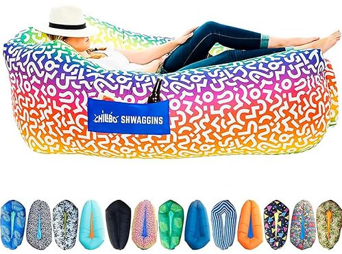Chillbo Shwaggins - Divano Gonfiabile alla Moda, Facile da installare, Perfetto per Attrezzatura da Trekking, Sedia da Spiaggia e Festival Musicali (Rainbow Swizzle)