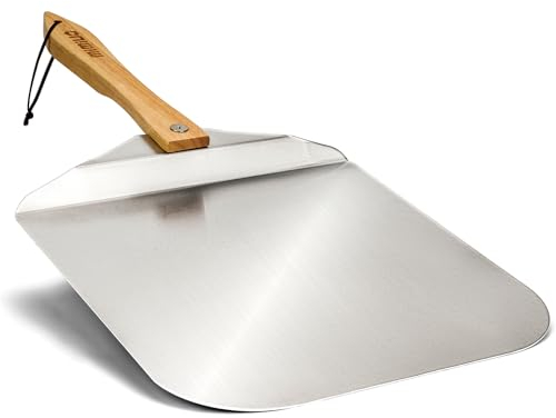 Mimiuo pala per pizza in Alluminio con Manico Pieghevole in Legno Facile,Cottura Pizza, Torte e Pane（30.5 * 35.5）