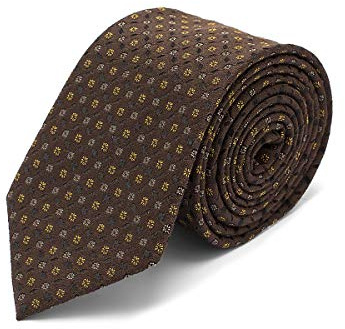 BRERA 67 Cravatta Uomo Elegante in Seta Marrone e Beige | Cravattino per Completo 148x8 | Cravatte Slim per Vestito da Cerimonia e per Abiti da Lavoro