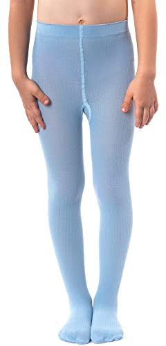 NOQ Medias de punto lisas para niñas, cálidas, opacas, para el colegio, baile de ballet, guardería, Baby Blue 116/122 cm