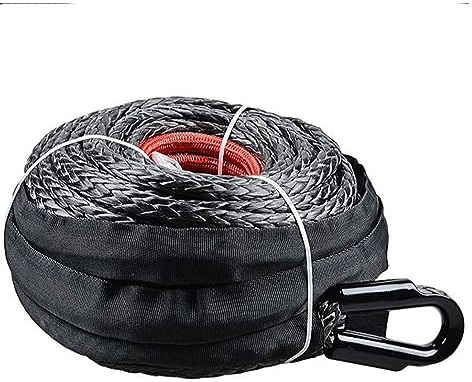 Corda dell'argano, Corda for fune for verricello, cavo con guaina for traino sintetica grigia 29m12000LB for manutenzione autolavaggio for fuoristrada ATV UTV(9.5mmx23M)