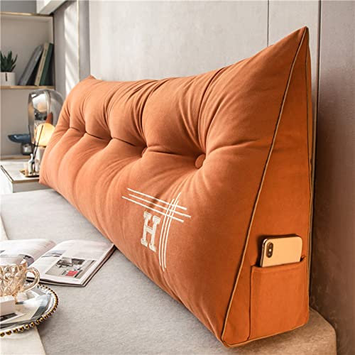 UVCMDUI Grosse Kissen Keilform Rückenkissen Bett, Waschbar Rückenlehne Kissen Perfekt als Lesekissen, Wandkissen, Rückenlehne,Orange,60cm/23.6in