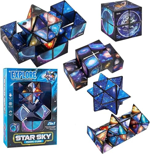 Harxin Cubo Mágica 2 en 1, Cubo Mágico de Estrella, Magic 3D Puzzle Cubos, Descompresión Creativo para Adultos, Regalos de Juegos Educativos
