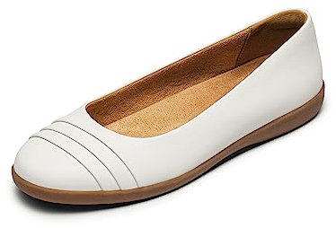 DREAM PAIRS Women's Flats with Arch Support, Ballet Flats for Women Dressy Comfortable, Round Toe & Slip On Office Shoes SDFA2306W,Size 6,White,SDFA2306W