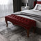 EyeWeb Hochwertige Faxu-Leder-Bettbank für Schlafzimmer, gepolsterte Sofa-Sitzbank mit Massivholzbeinen, moderner Fußhocker, Multifunktionsbänke, Rot, 80 x 40 x 45 cm (31 x 16 x 18 Zoll) Hopeful