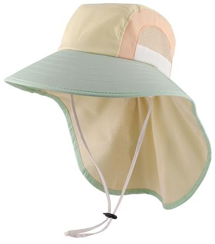 MK MATT KEELY Sombrero de Playa con ala Ancha para Bebés Niños Niñas 3-12 Años Gorro de Verano Seco RáPido UPF 50+ Protección del Cuello