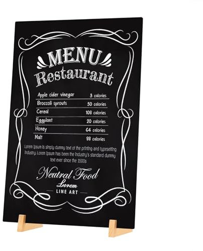 GUOKOFF Chalkboard Signs A3, Black Chalkboard Signs, Table Top Chalkboards, Acrylic Menu Blackboard Message Boards, Blackboard with Wooden Base