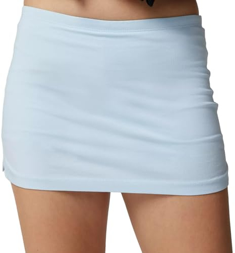 Felcia Women Micro Mini Skirt Sexy Solid Color Low Waist Slim Fit Pencil Skirt Stretchy Tight Short Skirt for Club Night Out (B-Sky Blue, M)