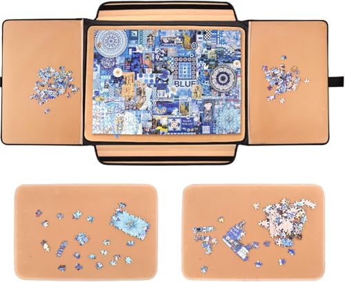 Truwheelz Planche à puzzle portable de 1500 pièces, plateau de rangement pour puzzle avec compartiments de tri et planche amovible, surface antidérapante