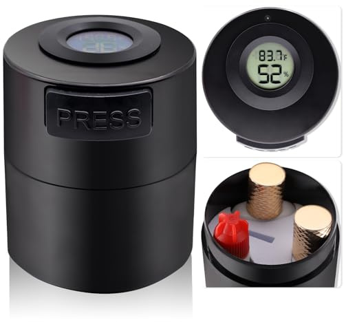 Pretty memory Eyelash Glue Storage Container with Digital Display, Temperature and Humidity Monitor, Lash Glue Holder Eyelash Extensions Adhesive Jar Stand Sealed Lash Extension Supplies, Black