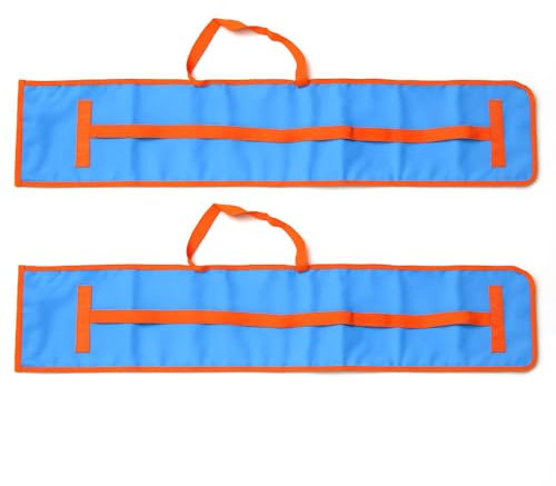 Funda para sombrilla de playa SACAR 105 x 18 cm – Algodón y poliéster con costuras reforzadas y correa – Bolsa de transporte para sombrillas de playa (2 piezas azul/naranja)