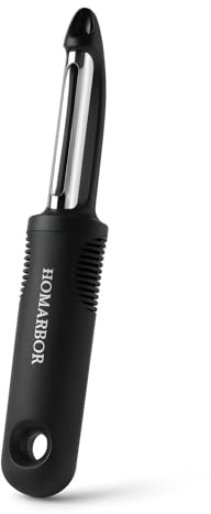 Black Premium Vegetable Peeler | Ultra-Sharp Swivel Stainless Steel Blade | Ergonomic Soft Grip Handle | Mango Peeler | Dishwasher Safe | Skin Peeler for Veggies & Fruits | Potato Peeler & Eye Remover