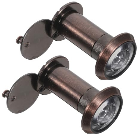 DOITOOL Œil-de-bœuf de porte grand angle 220° en alliage de zinc rouge cuivre ancien diamètre 16 mm pour épaisseur de porte 39-59 cm avec cache de confidentialité anti-regard lot de 2
