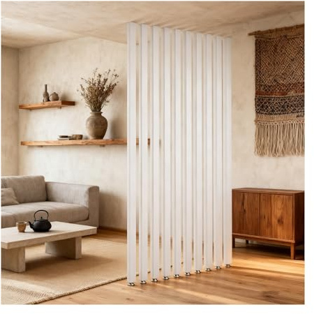 HOMEd Separador de habitación de pie – listones de metal, poste de pared de piso a techo, aleación de aluminio para el hogar y la oficina (6 varillas de 130 cm)