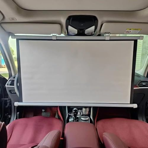 OPOLDBDMAC Écran De Projecteur pour Voiture, Petit Écran De Cinéma Portable 40Pouces, Écran De Projection Manuel À Déroulement, Mini Écran Rétractable pour SUV, Camping-Car(White,60inch4:3)