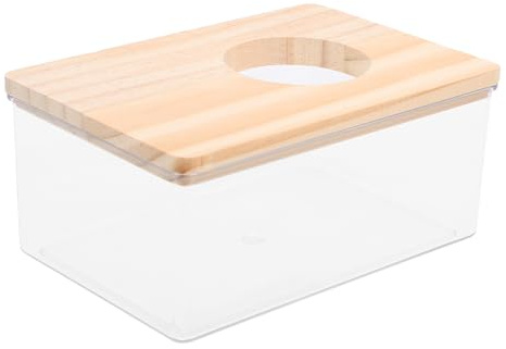 Outanaya Hamster Sand Bath Box 15x10x5.5cm Acrylic Small Pet Bathing Container with Toilet Function for Hamsters and Dwarf Rodents