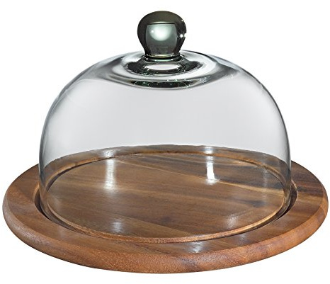 Küchenprofi con tapa para quesos madera de acacia con cubierta de cristal de diámetro 30 cm