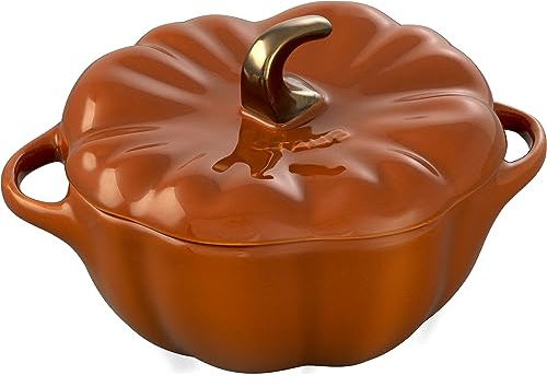 STAUB Ceramic 0.75-qt Petite Ceramic Pumpkin, Oven & Stove Safe up to 572°F, Pumpkin Dish, Ceramic Baking Dish, Candy Dish, Burnt Orange