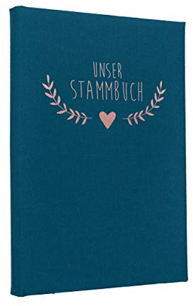 Hochzeitideal – Stammbuch der Familie Boho türkis 21,0 cm x 15,0 cm - Buchbinderleinen Stammbuch Hochzeit - Familienbuch Standesamt mit 6-Fach Ringmechanik für Urkunden mit Behördenlochung