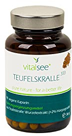 Vitalsee TEUFELSKRALLE 333 – 90 vegane Kapseln – Wurzelextrakt (>2% Harpagoside) – glutenfrei, laktosefrei, ohne Zusätze – im Glas
