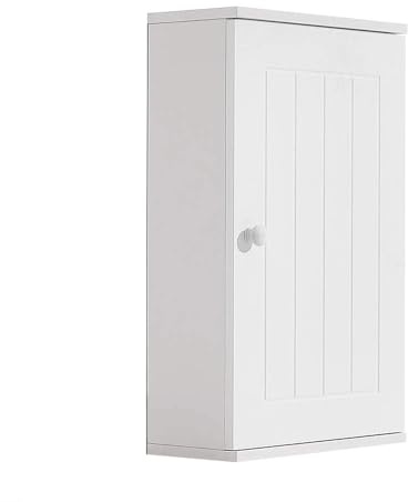 Panana Bathroom Cabinet Wall Mounted Bathroom Storage Cabinet White Wooden Storage Cupboard Unit Single Door Cabinet with Shelf Bathroom Furniture, 30cmx14cmx50cm