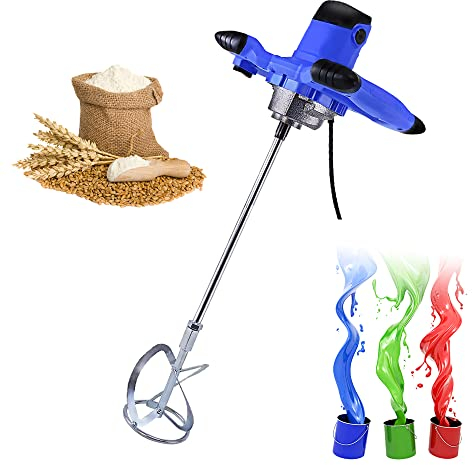 Mélangeur de Mortier à main 2600W, Malaxeur Électrique de Béton Réglable à 6 Vitesses, 0-1700 tr/min, M14 Barre Spirale Chromée, pour Mélanger la Peinture, Boue de Ciment, Béton, Mortier, Fourrage