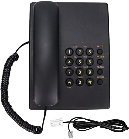 ciciglow Desktop Corded Telephone, Caller ID Wired Landline Phone with Adjustable Volume, Desktop Corded Telephone Fit for Home Hotel Office(Black)