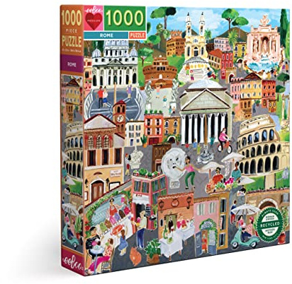 eeBoo Erwachsene 1000 Teile über die Stadt Rom in Italien, Puzzle aus recyceltem Karton, Maße: 58,4 x 58,4 cm, PZTROM, Mehrfarbig