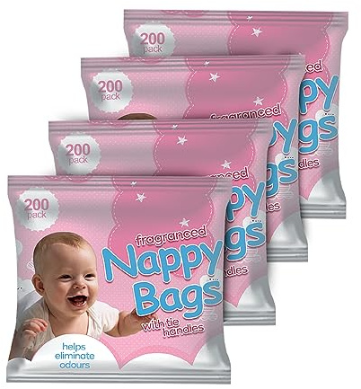 ZYBUX Lot de 4 paquets de 200 sacs jetables parfumés pour couches - 800 sacs