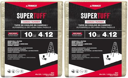 Trimaco 51127 SuperTuff Drop Cloth, 4-feet x 12-feet, Tan, 48 Sq Ft (Pack of 2)