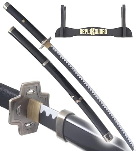 Katana Yubashiri One Piece Black en Bois - Épée Zoro avec Presentoir Inclus